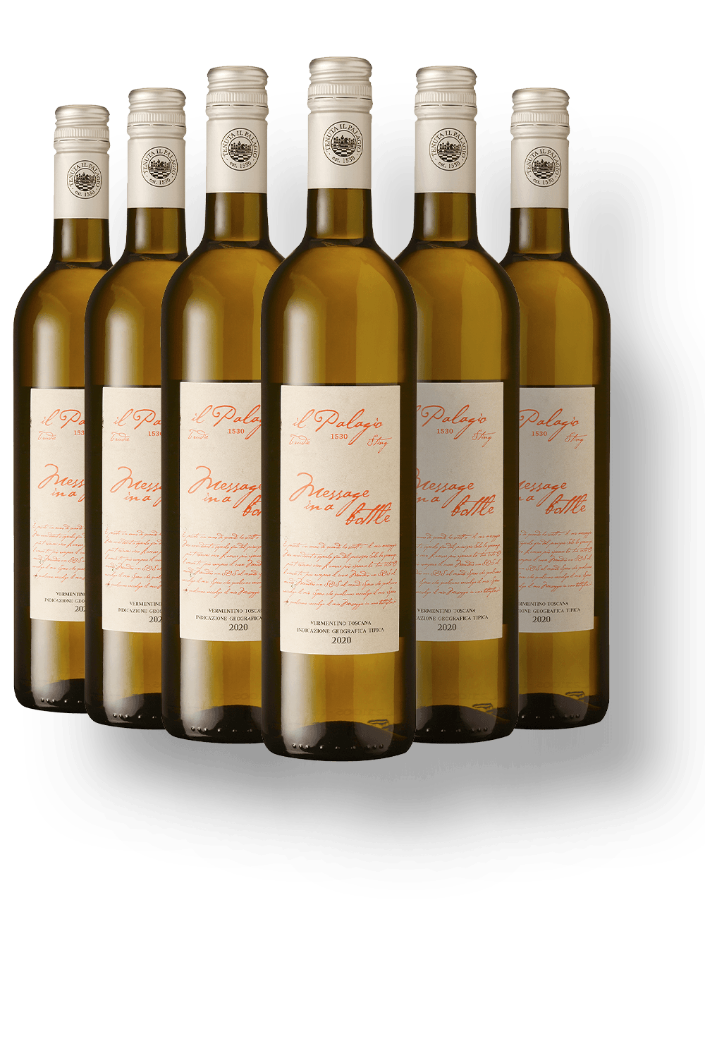 Vinho Tenuta Il Palagio Branco Seco Itália Message In a Bottle Sauvignon Blanc, Trebbiano, Vermentino 2020 750ml - 6 Unidades
