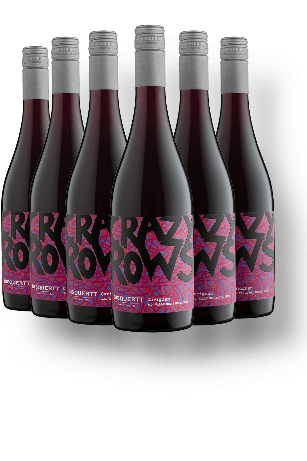 Vinho Bisquertt Family Vineyards Tinto Seco Chile Crazy Rows Carignan, Mazuelo 2023 750ml - 6 Unidades