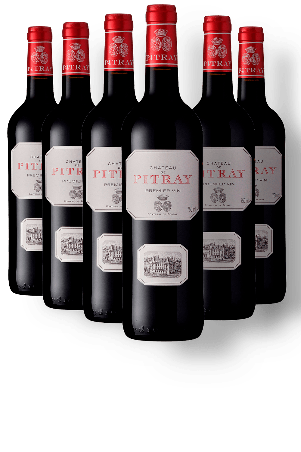 Vinho Château de Pitray Tinto Seco França Premier Vin Cabernet Franc, Malbec, Merlot 2019 750ml - 6 Unidades